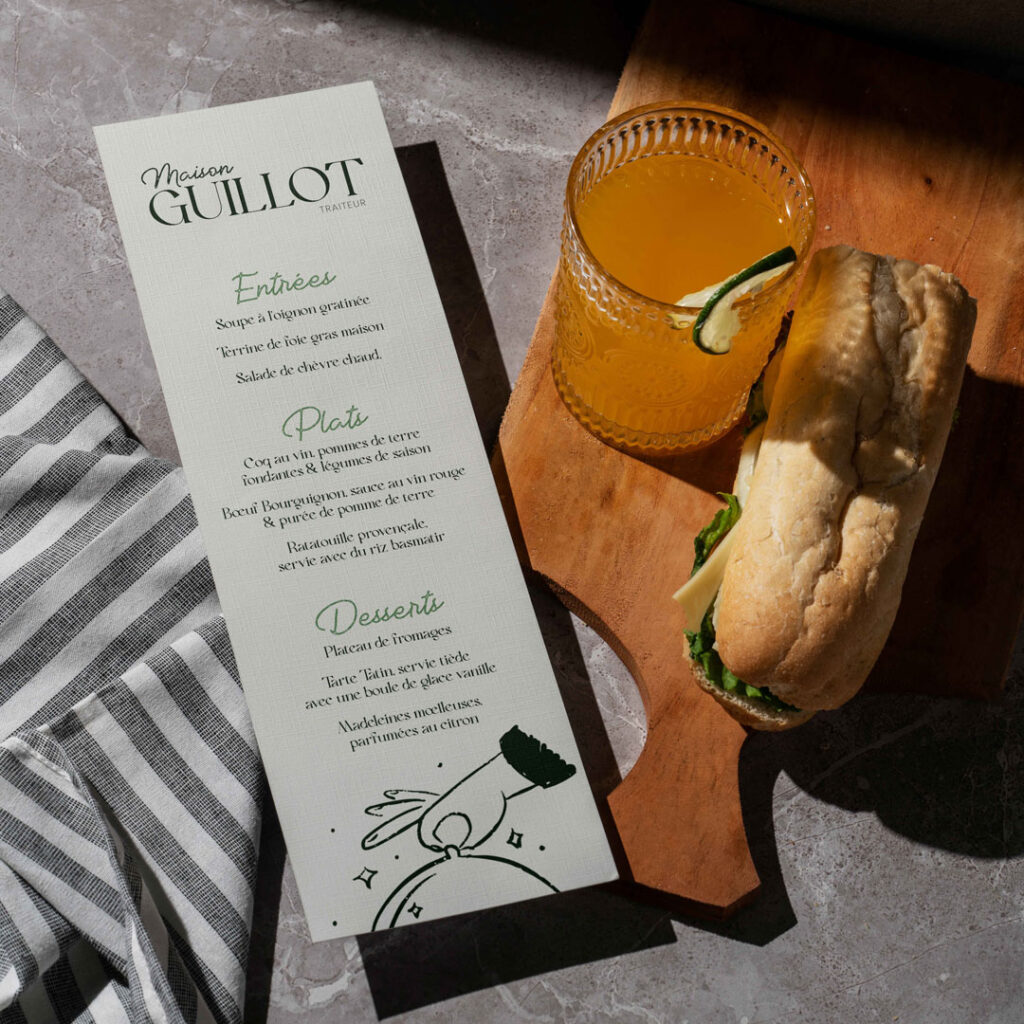 mise en situation du menu de Maison Guillot Traiteur